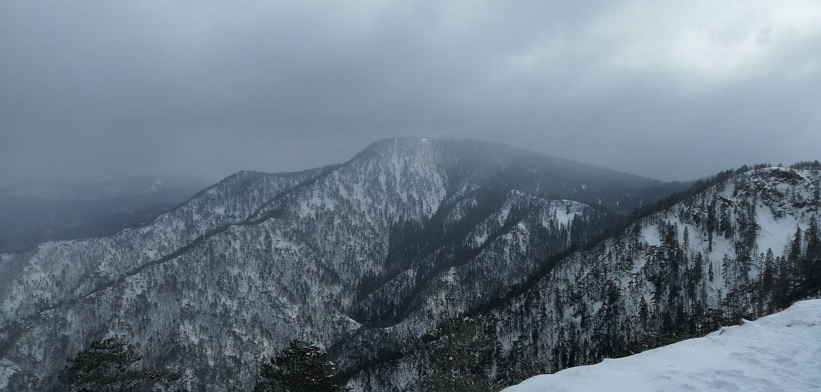 The summit of Konjuh mountain seen from the nearby hill Zidine, February 2019